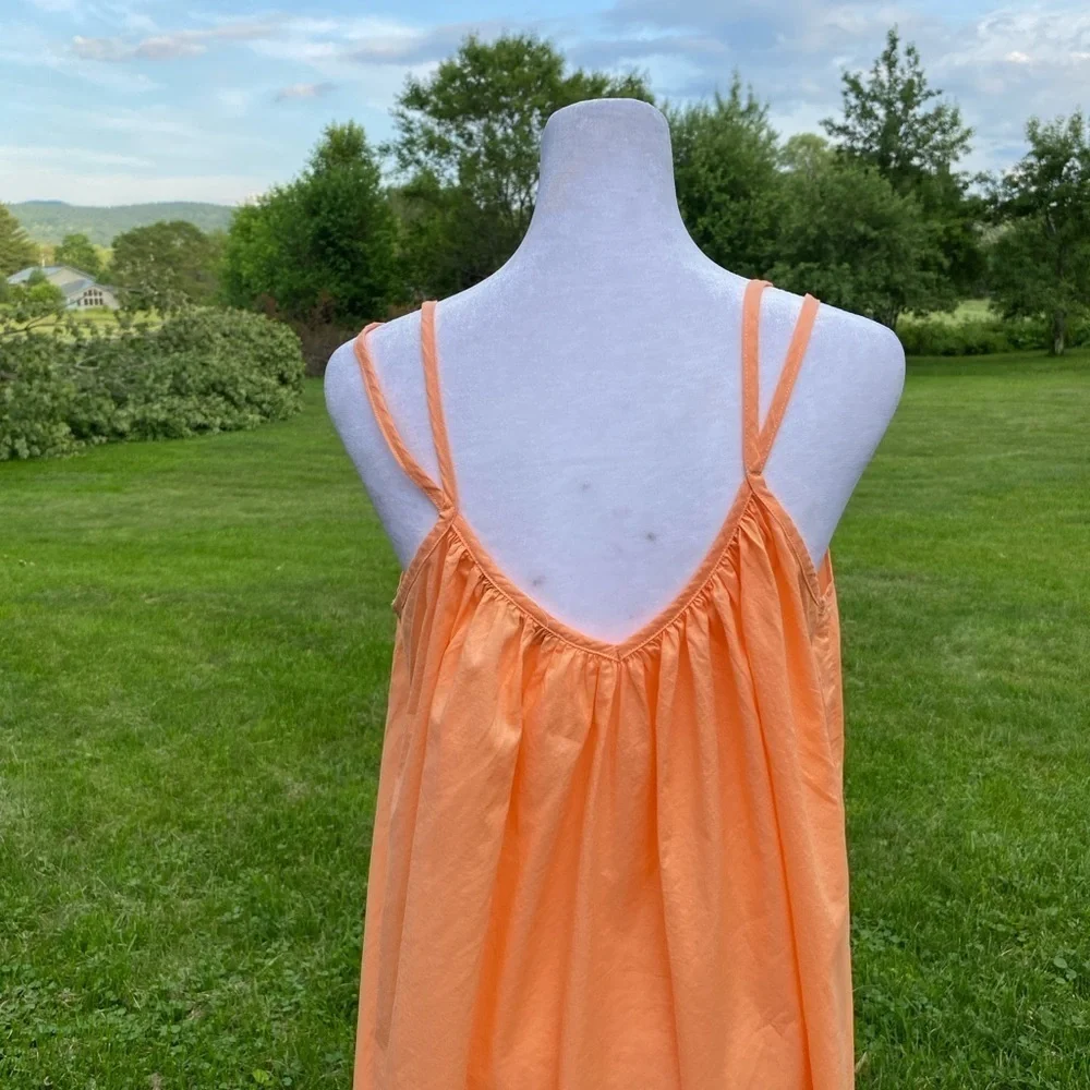 Oscar de la Renta Peach Cotton Maxi Dress